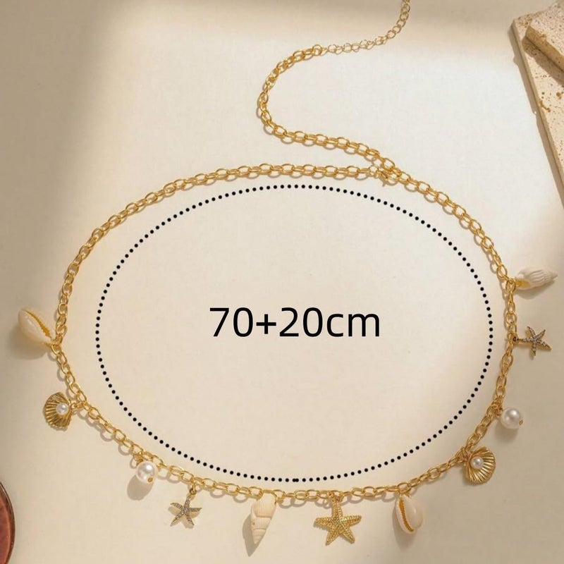 BOOSTIQ Pearl Starfish Belt Chain for Women Mermaid Starfish Seashell Waist Chain Summer Hawaiian Waist Chains Beach Jewelry Mermaid Costume Accessories Halloween Pirate Jewelry - Image 4